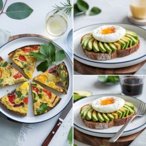 Plate of avocado egg toast featuring creamy avocado spread on toasted bread, topped with a perfectly poached egg, sprinkled with salt, pepper, and fresh herbs