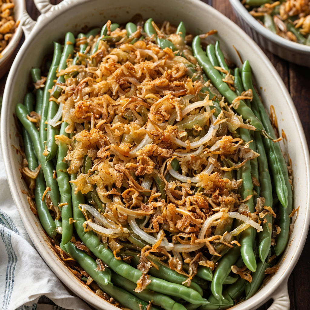 "Satisfying Green Bean Casserole with  Chicken a Touch of Chicken Soup"





