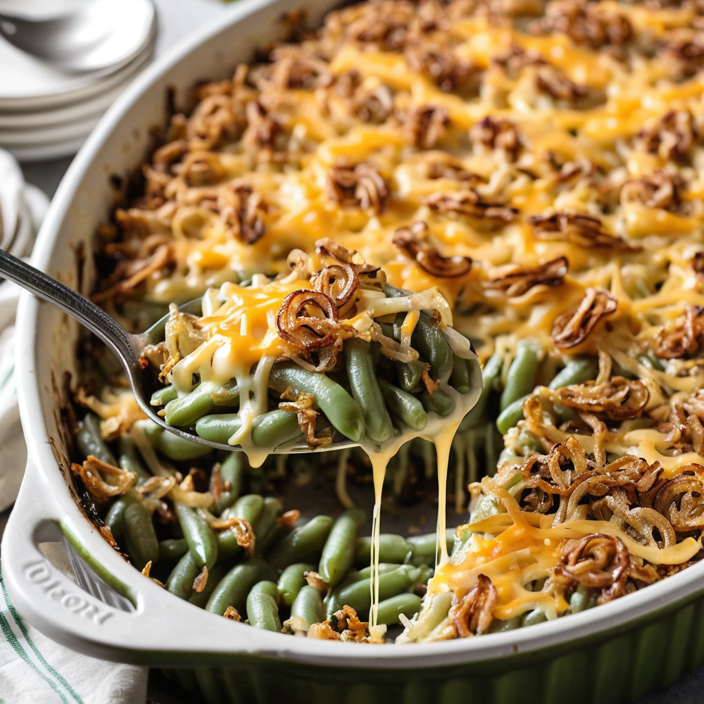 "Deliciously Creamy Green Bean Casserole with Chicken Soup"
